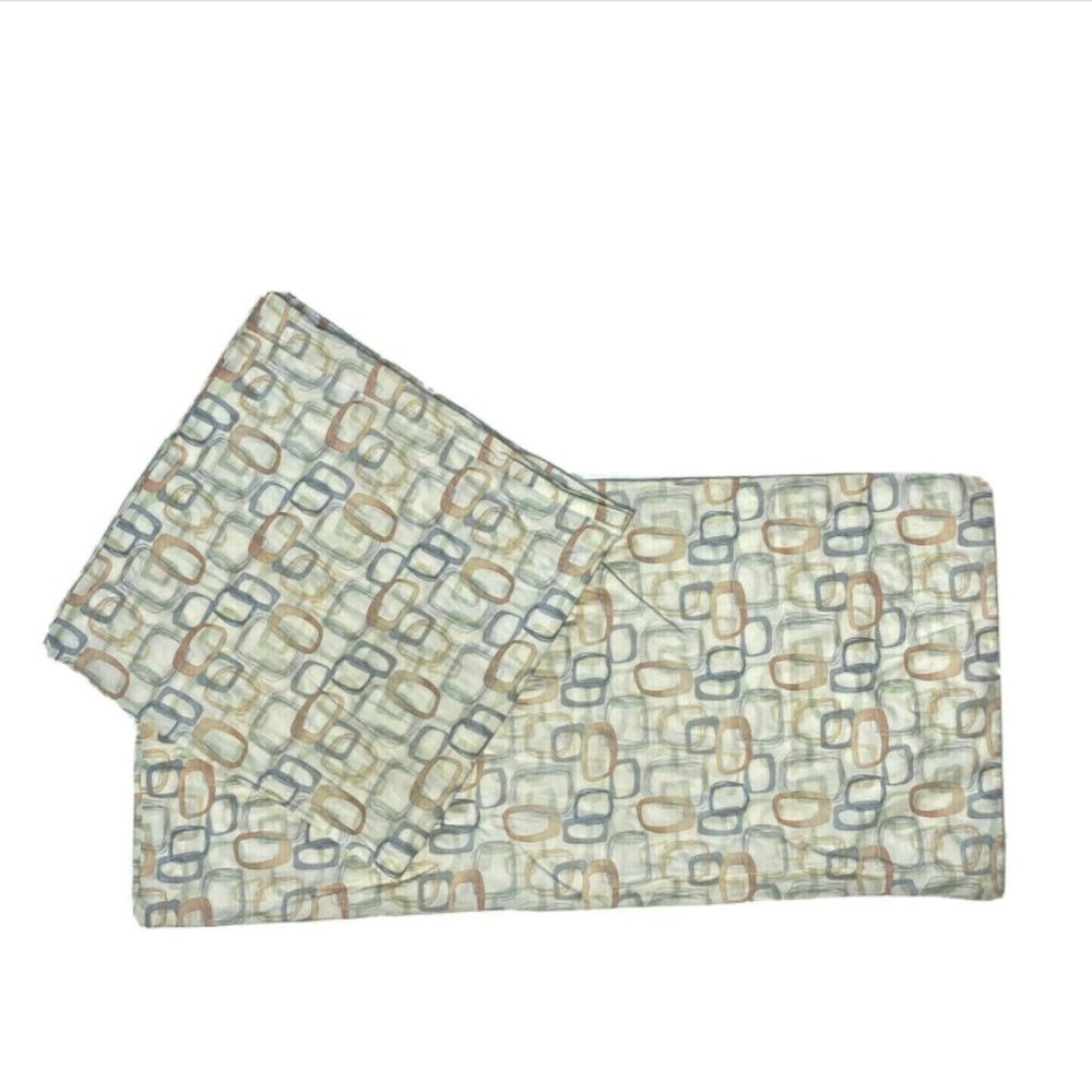 Vintage 70s Percale King Pillowcases Square Print